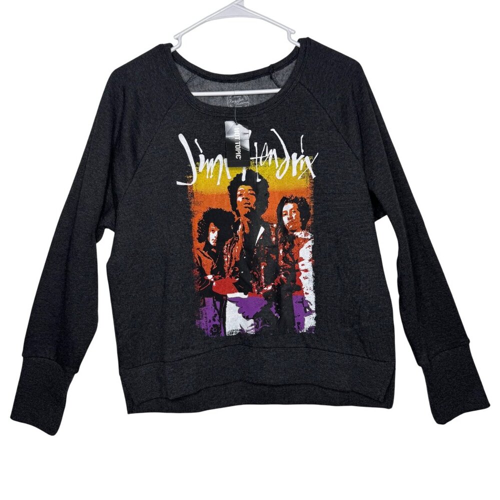 New Jimi Hendrix Destruct Charcoal Gray Scoop Neck Sweatshirt Women's Size L